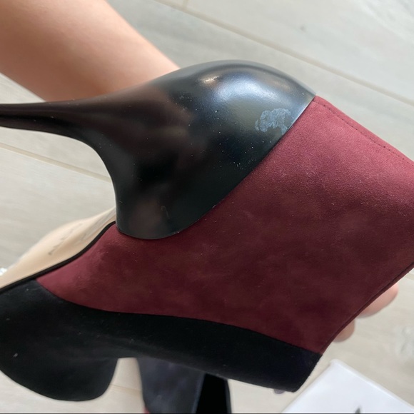 New ALDO pointy toe suede ankle booties black and burgundy Danielle-42 style - Picture 4 of 10